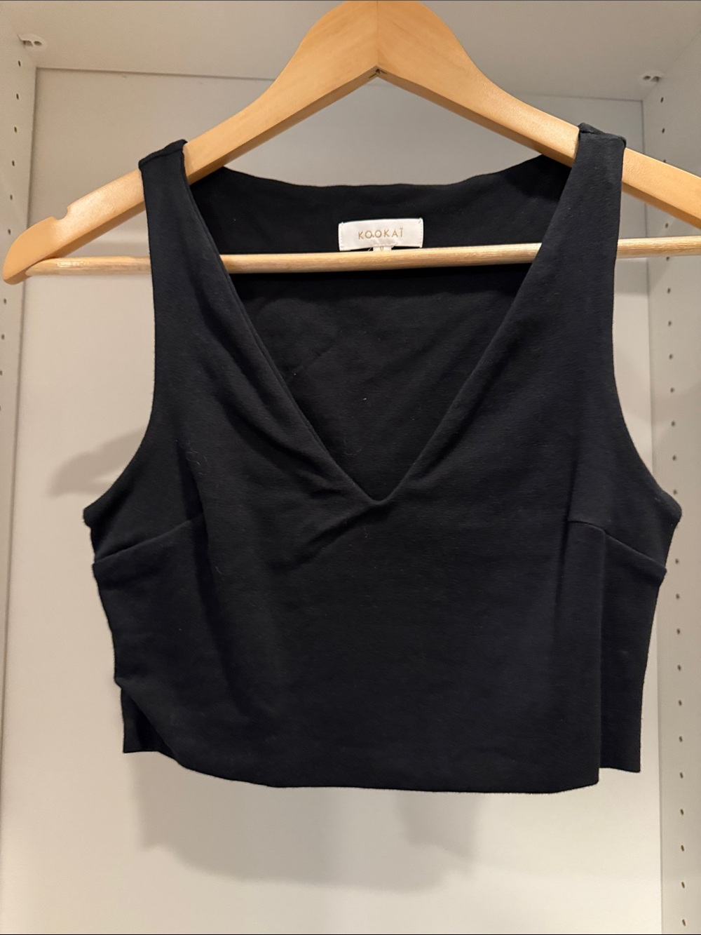 Kookai Black V-Neck Cropped Tank